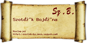 Szoták Bojána névjegykártya